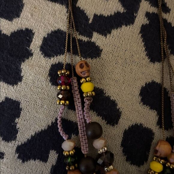Betsy Johnson Multicolor Beaded Skull  Necklace - Picture 2 of 4
